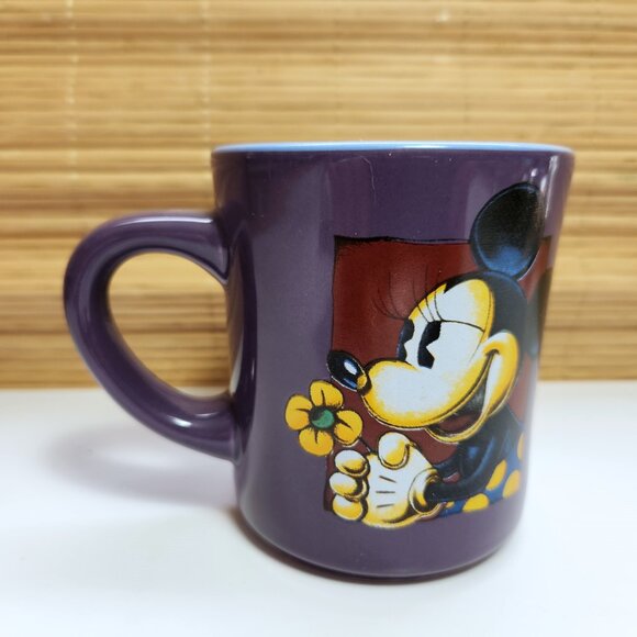 Minnie Mouse Mug Cup Holding A Daisy 2 Tone Purple out and Red Inside - Picture 5 of 7